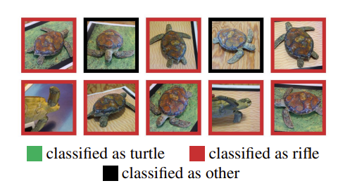 Images of Turtles and their classifications from the 2017 MIT paper. Almost all of the turtles are classified as rifles, and none of the turtles are classified as turtles.